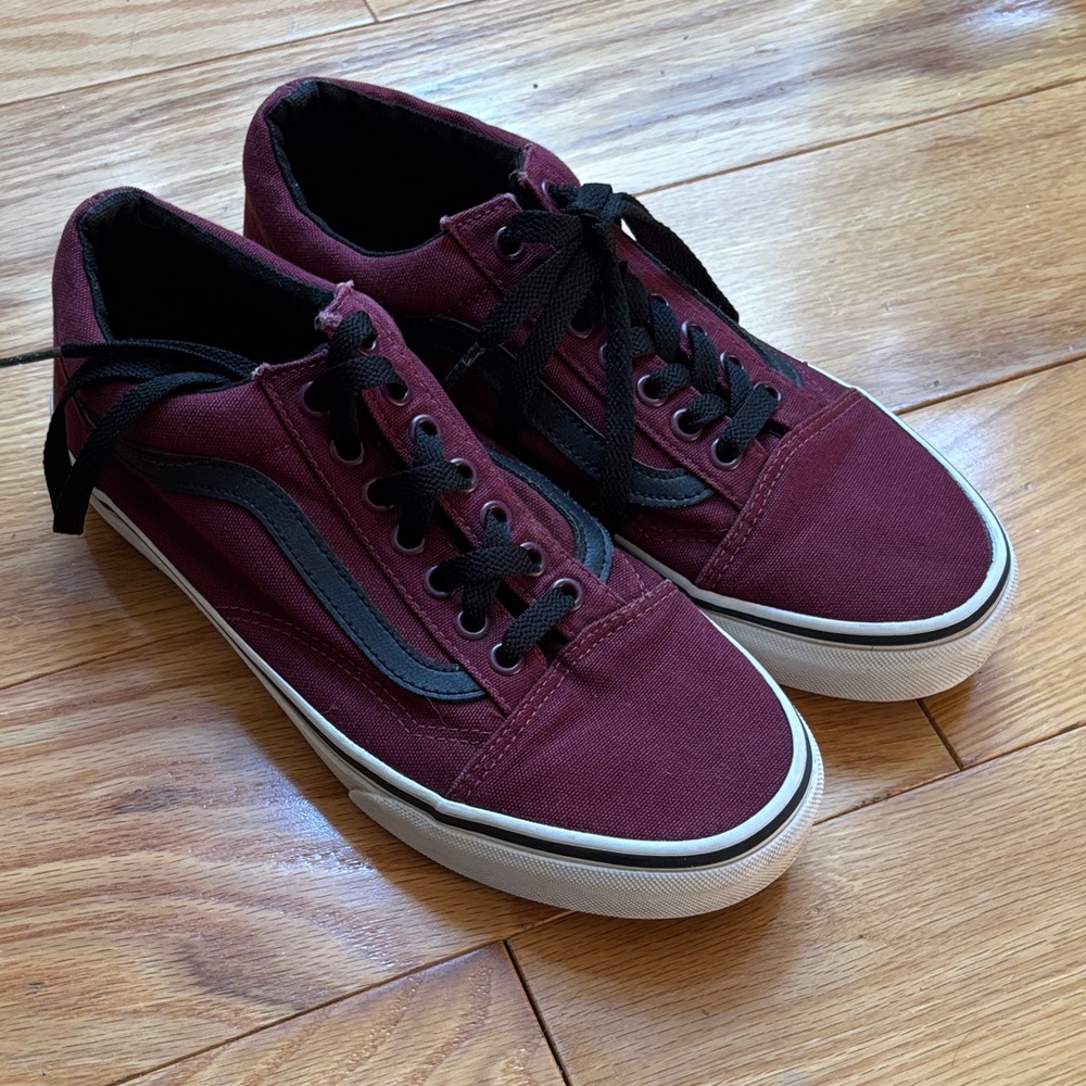Burgundy & Black stripe Vans